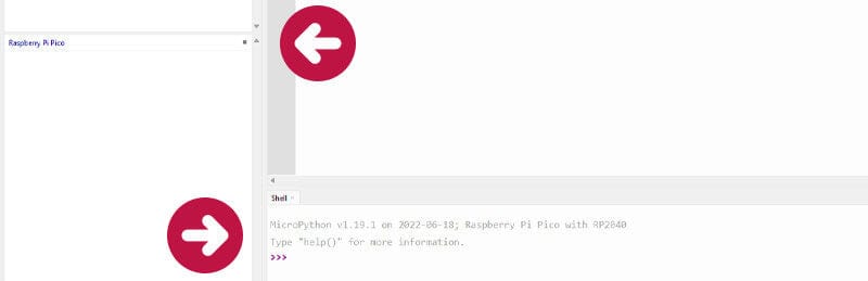 Thonny с загруженным Raspberry Pi Pico