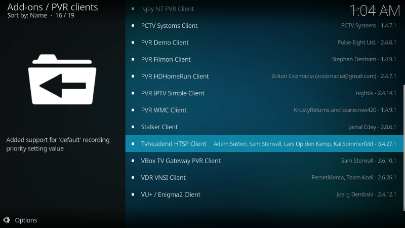Tvheadend HTSP клиент