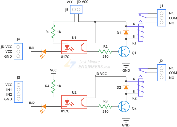 Подключение двухканального релейного модуля к Arduino