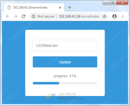 Загрузка OTA двоичного .bin файла через веб-браузер