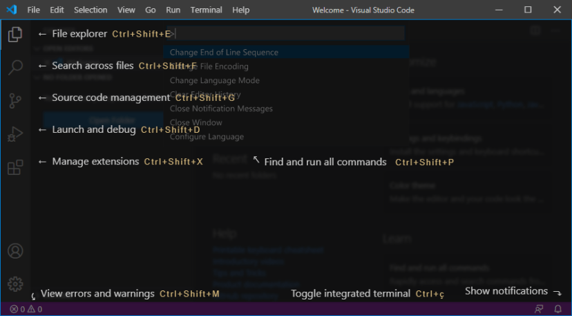 Обзор интерфейса VS Code