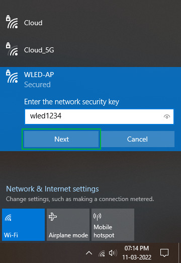 Подключение к сети WLED-AP