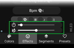 Скорость и интенсивность эффекта в приложении WLED