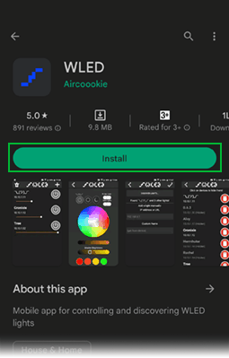 Приложение WLED в Google Play Store