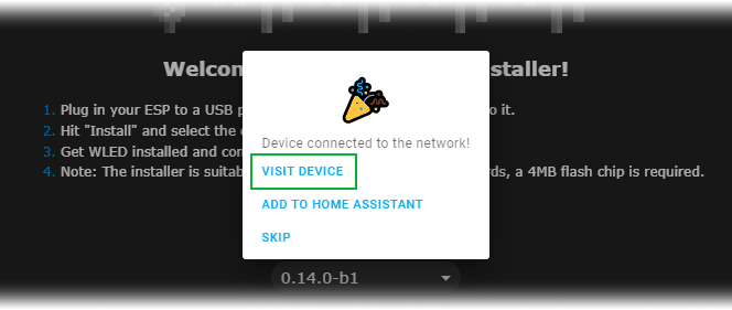 Посещение устройства WLED