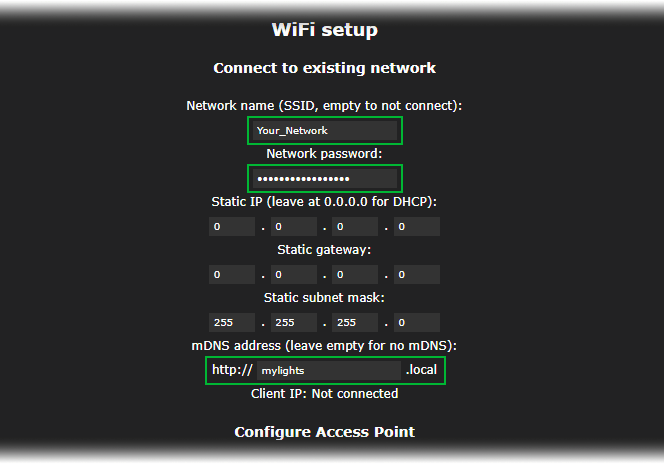Обновлённые настройки WiFi WLED