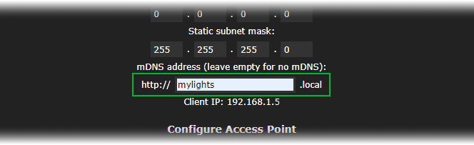 mDNS-адрес WLED