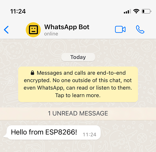 WhatsApp получение сообщения от ESP8266