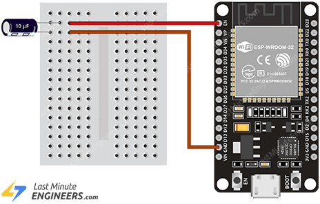 Подключение конденсатора 10 мкФ к выводу EN на ESP32