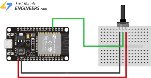 Подключение потенциометра к АЦП ESP32