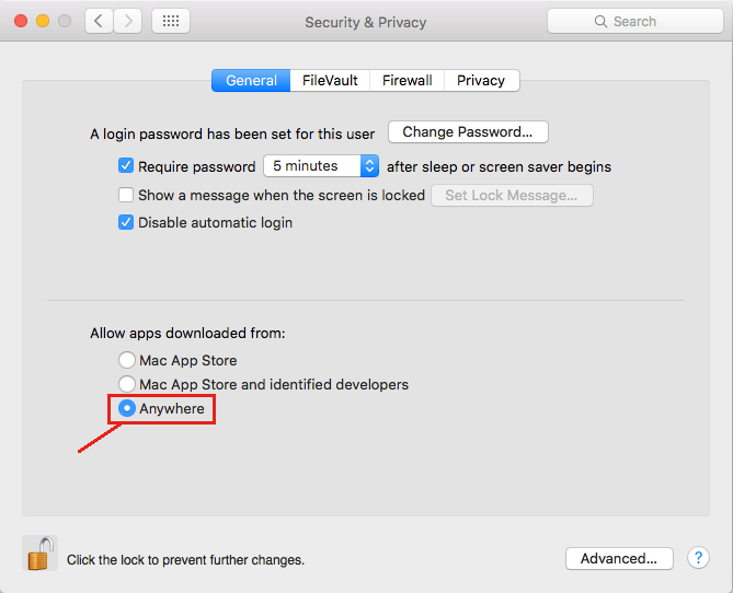 Разрешить запуск приложений из любого источника на Mac OS X