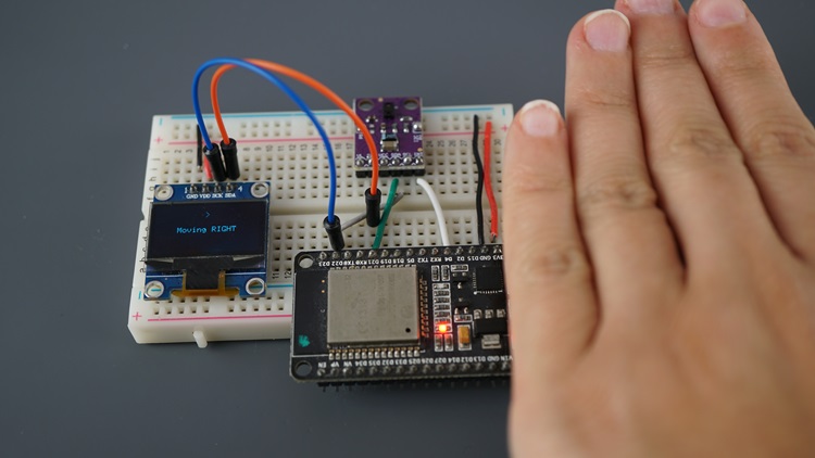 APDS9960 с ESP32 - обнаружение жеста "Вправо"