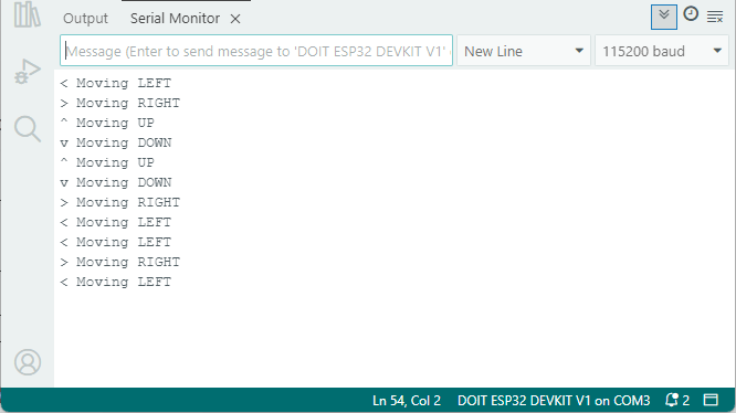 ESP32 с APDS9960 - распознавание жестов, Монитор порта Arduino IDE