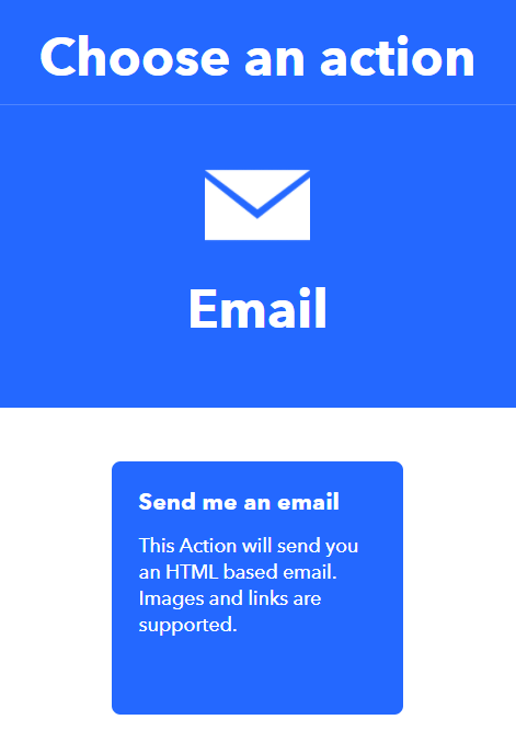 IFTTT Создание апплета - выбор действия