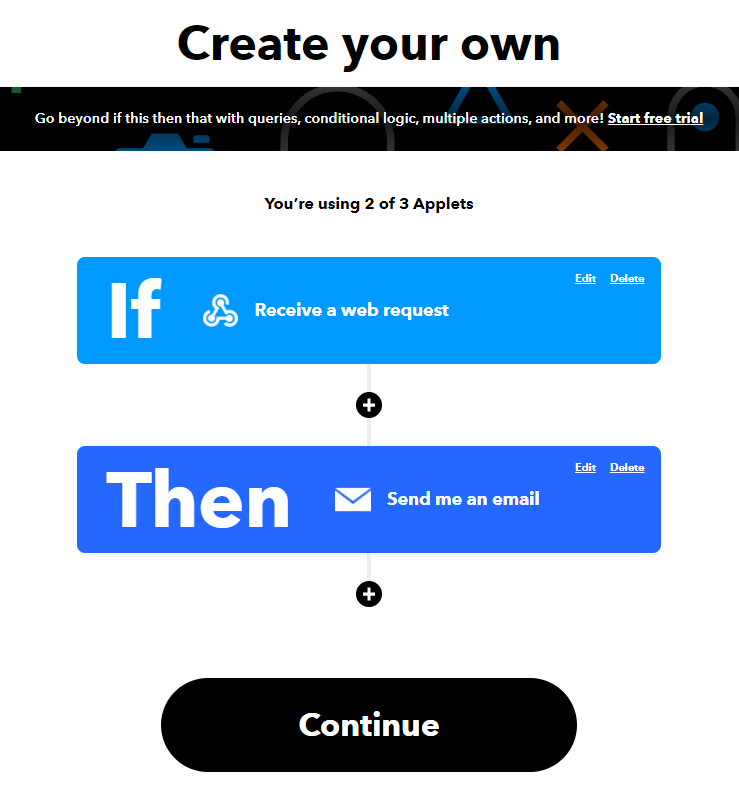 IFTTT Создание апплета - создание собственного