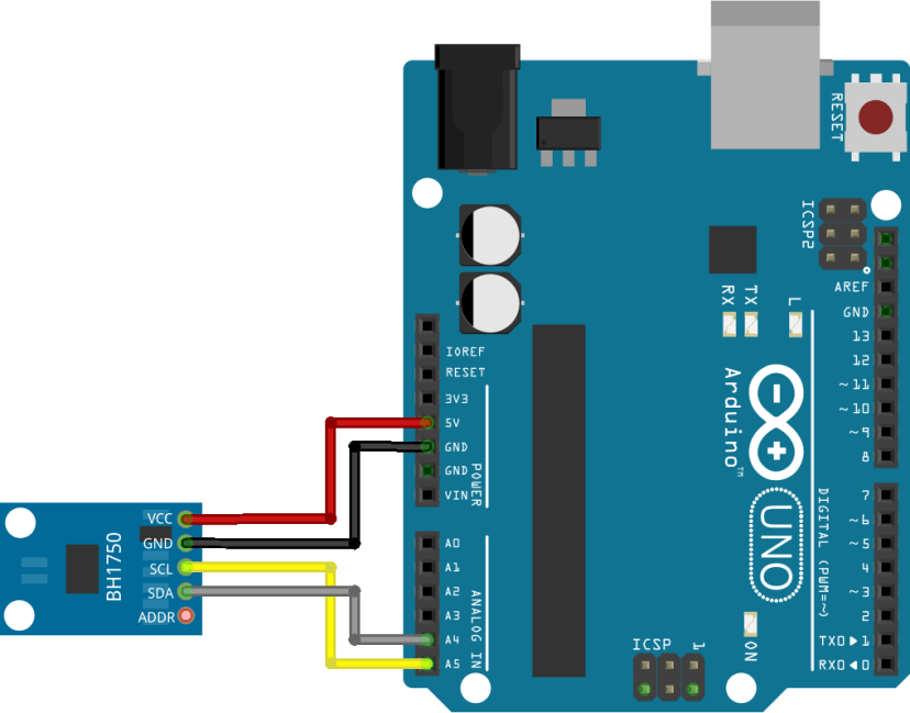 Схема подключения Arduino BH1750