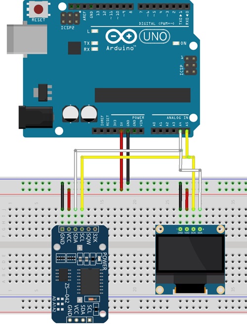 Цифровые часы Arduino с DS3231 и OLED-дисплеем — схема подключения