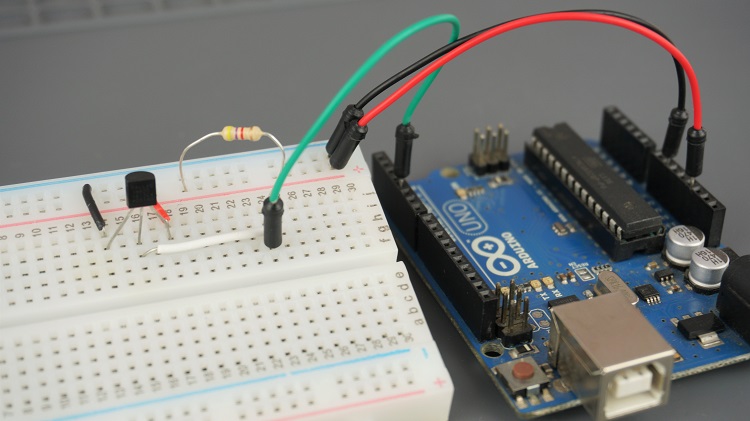 Arduino с датчиком температуры DS18B20