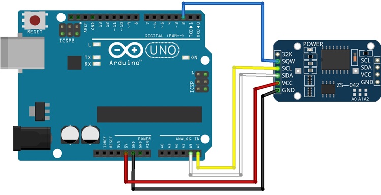 Схема подключения Arduino с DS3231