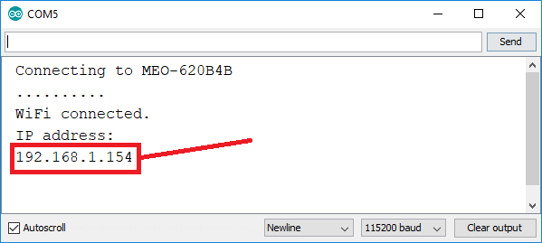 IP-адрес ESP8266 в Serial Monitor Arduino IDE
