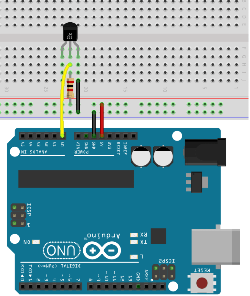 LM335 — схема подключения к Arduino