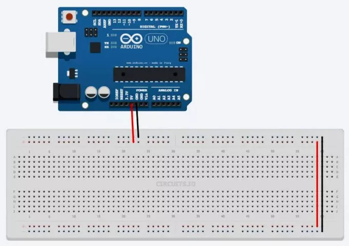 Соединения Arduino и макетной платы