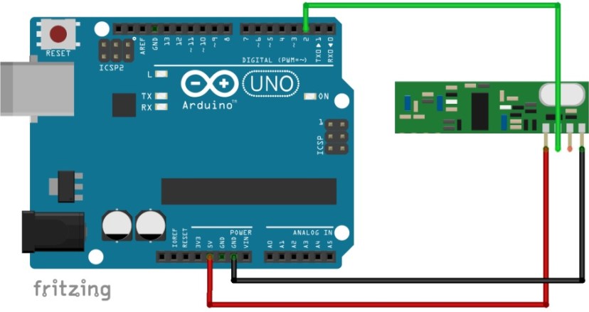 Схема подключения приемника 433 МГц к Arduino