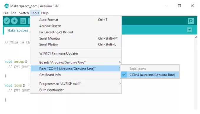 Подключение Arduino Uno к компьютеру — выбор порта