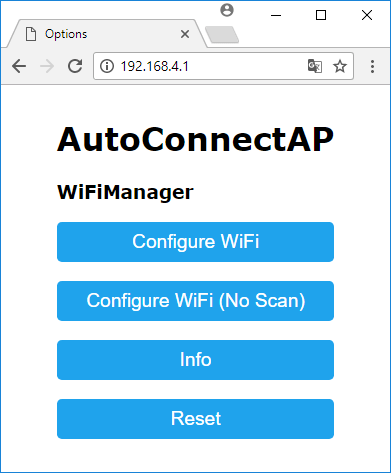 Веб-страница WiFiManager для настройки Wi-Fi