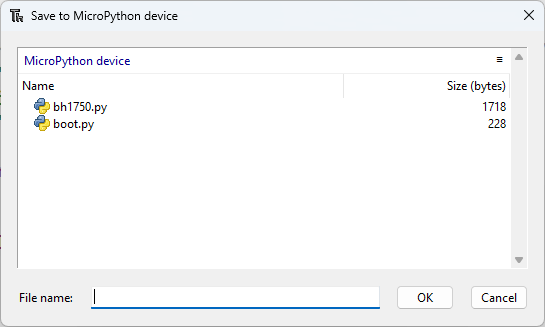 Файл BH1750 сохранён на платах ESP32 и ESP8266