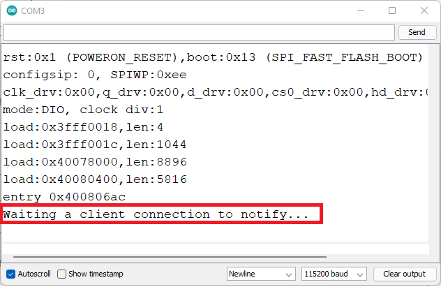 Запуск ESP32 BLE-сервера - Serial Monitor