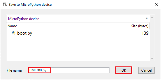 Библиотека BME280 новый файл MicroPython Thonny IDE
