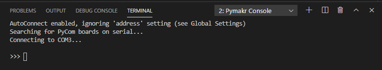 Плата подключена к Pymakr в VS Code