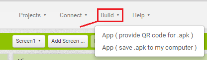 Вкладка Build в MIT App Inventor