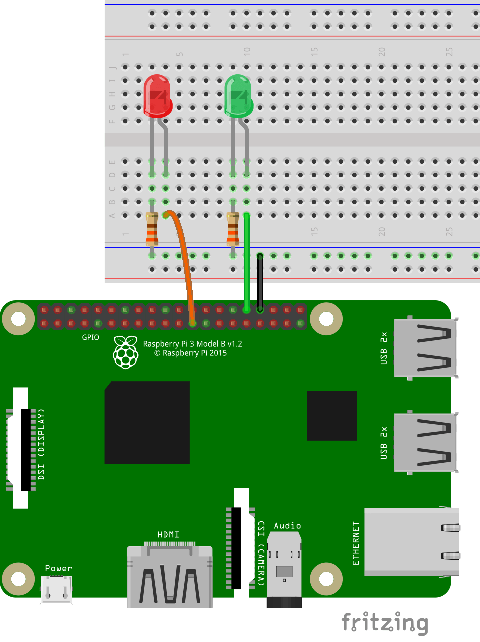 Схема подключения светодиодов к GPIO Raspberry Pi для Home Assistant