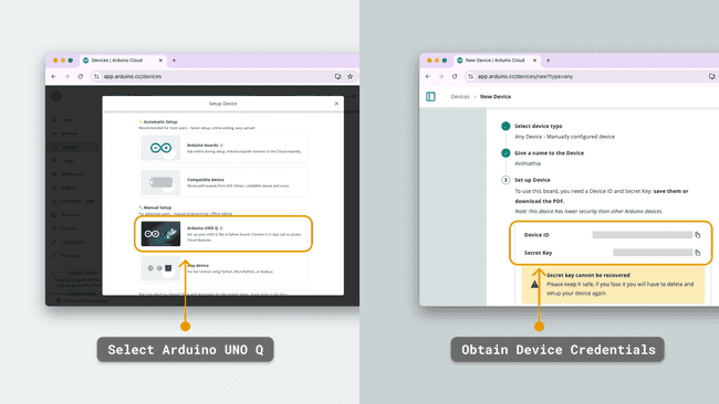 Учётные данные Arduino Cloud