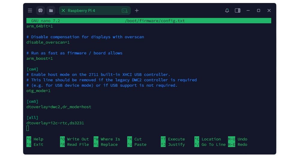 Добавление dtoverlay в config.txt