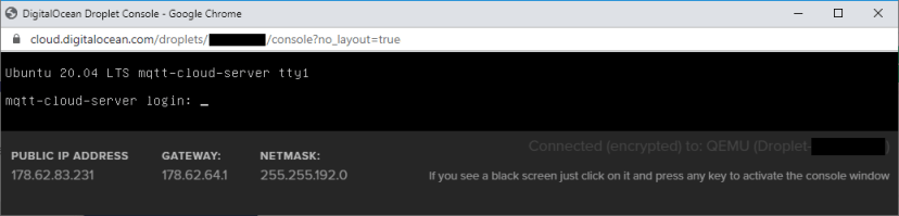 Консоль входа на сервер