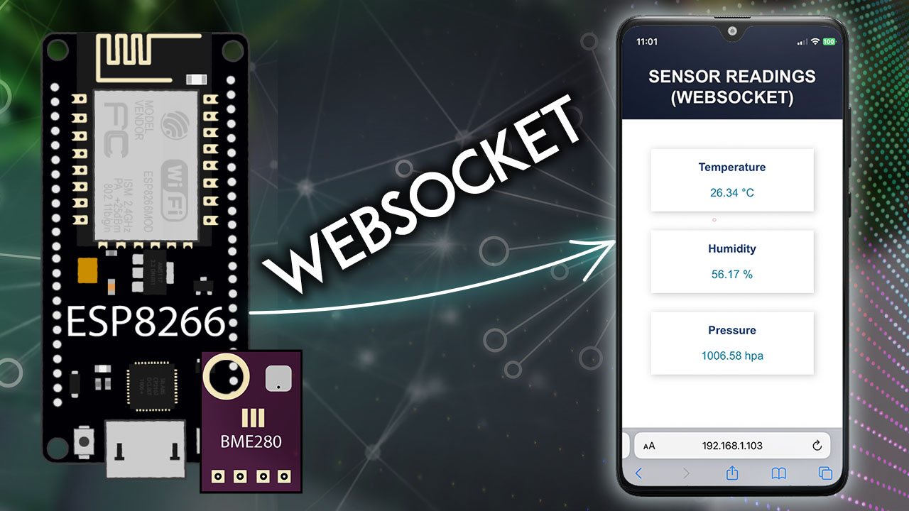 ESP8266 NodeMCU WebSocket сервер отображение показаний датчиков Arduino IDE