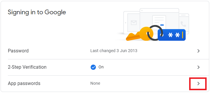 Создание пароля приложения Gmail