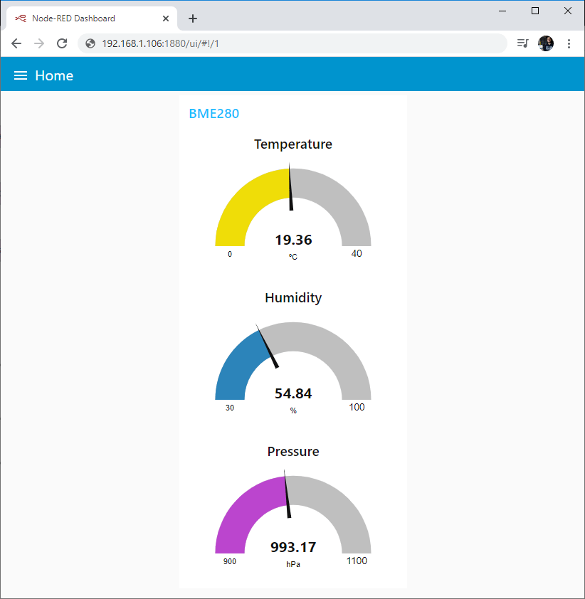 ESP8266 NodeMCU MQTT публикация температуры влажности давления Node-RED Dashboard