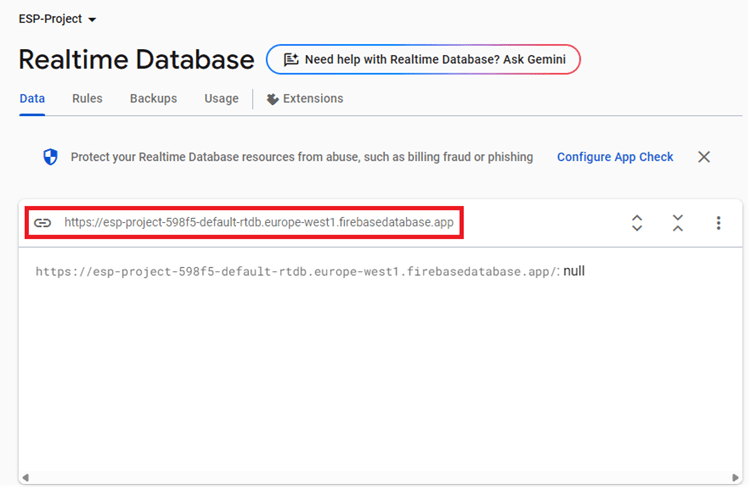 URL Firebase Realtime Database