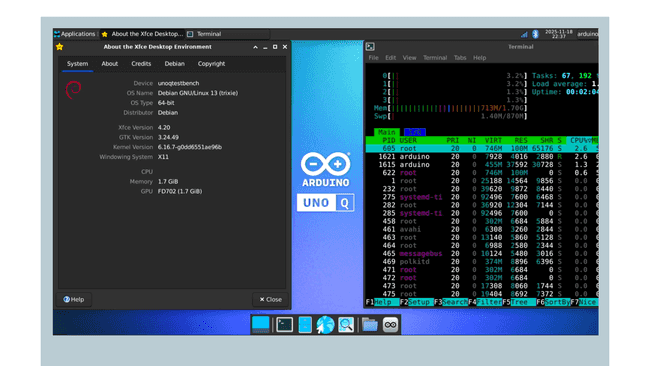 Система Debian на Arduino UNO Q