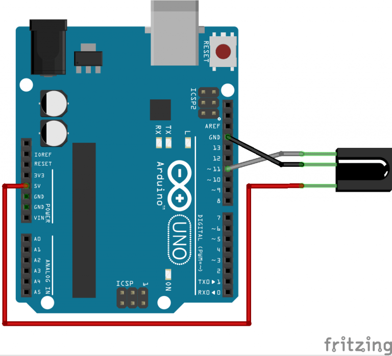Схема подключения ИК-приемника к Arduino для декодирования сигналов
