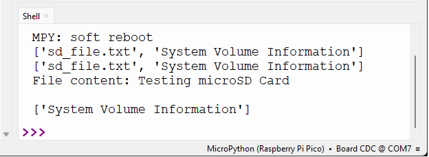 Удаление файла с MicroSD-карты - Thonny IDE
