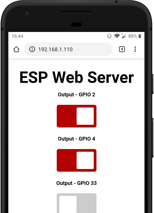 ESP32 веб-сервер -- адаптивная мобильная версия