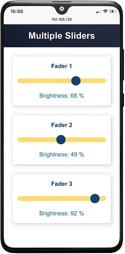 ESP8266 NodeMCU веб-сервер WebSocket с несколькими слайдерами управление яркостью светодиодов демонстрация