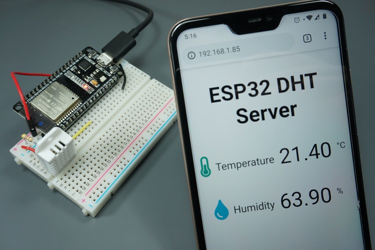 Демонстрация работы асинхронного веб-сервера ESP32 с DHT11/DHT22
