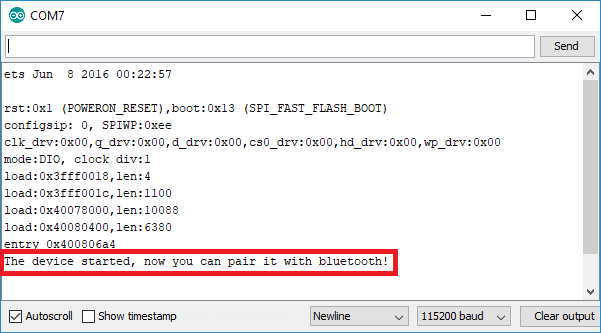 ESP32 Bluetooth Classic -- устройство запущено, Serial Monitor