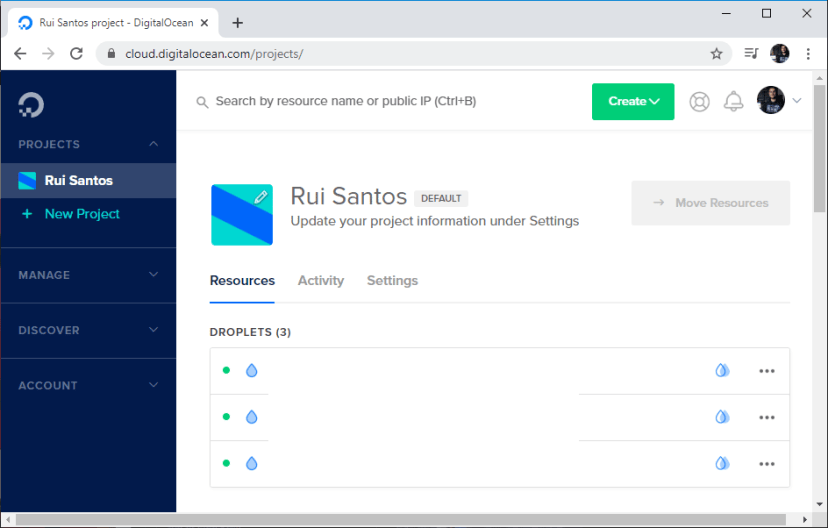 Панель управления Digital Ocean для MQTT-брокера Mosquitto